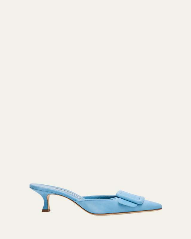 Maysale Suede Buckle Mules